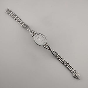 Citizen "Eco Drive" Silver Tone Watch, White Oval Dial, Link Strap