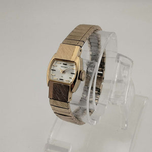 Seiko Petite Gold Tone Watch, Wind Up, Silver Tone Oval Dial, Bracelet Strap