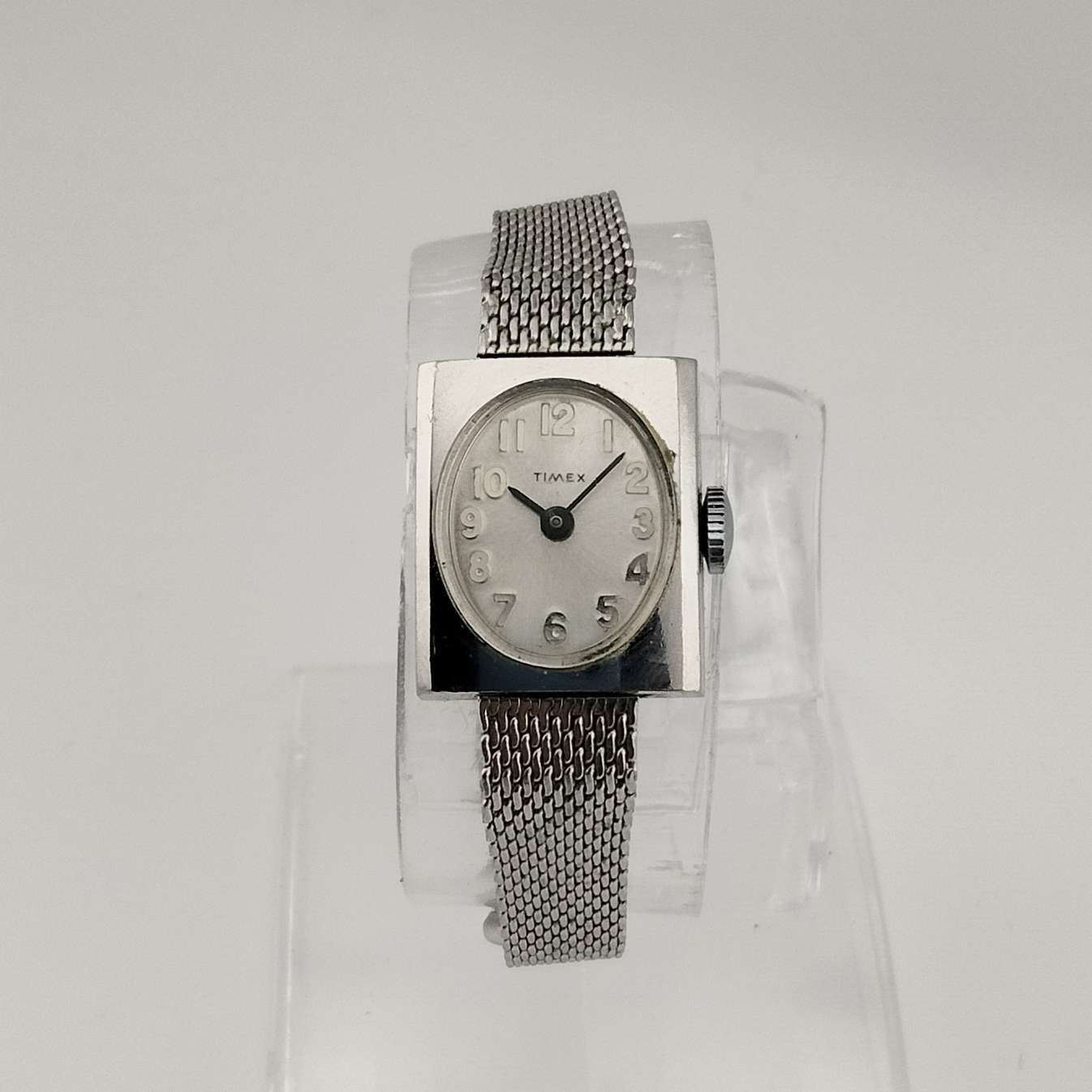 Timex Unisex Silver Tone Watch, Oval Dial, Adjustable Mesh Strap