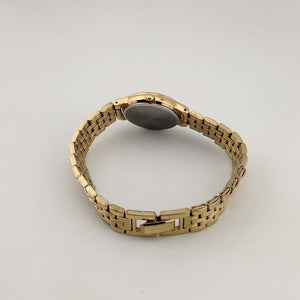 Seiko Round Gold Tone Watch, White Circular Dial, Roman Numerals, Bracelet Strap
