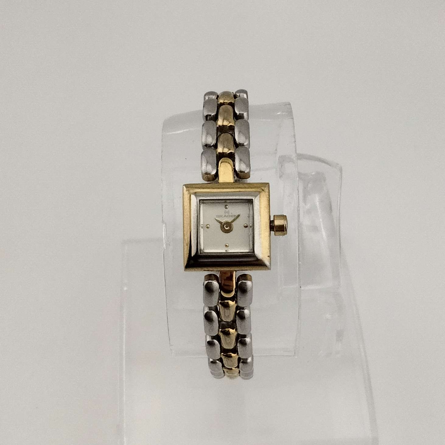 Skagen Women's Ultra Petite Gold and Silver Tone Watch, Square Dial, Bracelet Strap