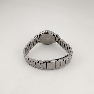 Citizen Men's Silver Tone Quartz Watch, Circular Black Dial, Date Window, Bezel Detail, Bracelet Strap