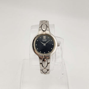 Citizen Silver Tone Women's Quartz Watch, Circular Black Dial, Bracelet Strap