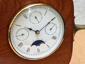 Fanciful Wood Brass Mantel Clock Signed 1992