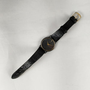 Seiko Unisex Watch, Black Dial, Genuine Black Leather Strap