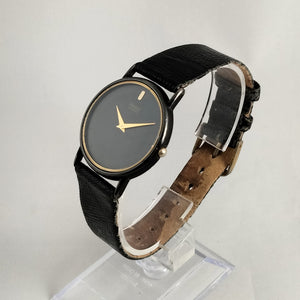 Seiko Unisex Watch, Black Dial, Genuine Black Leather Strap