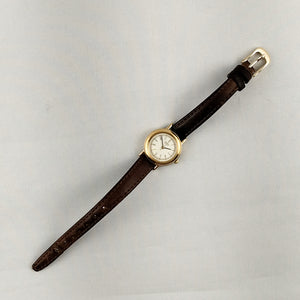 Seiko Women's Watch, Gold Tone Bezel, Genuine Brown Leather Strap