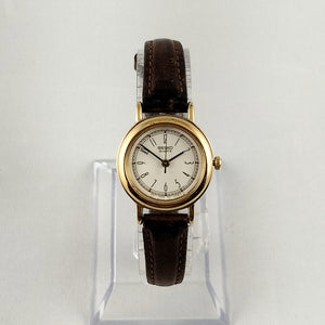 Seiko Women's Watch, Gold Tone Bezel, Genuine Brown Leather Strap