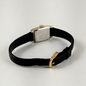 Seiko Women's Petite Watch, Raised Crystal, Thin Genuine Black Leather Strap