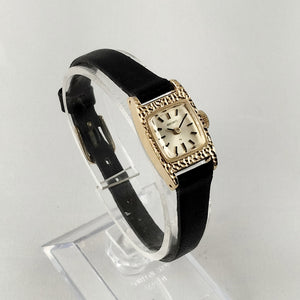 Seiko Women's Watch, Raised Crystal, Thin Genuine Black Leather Strap