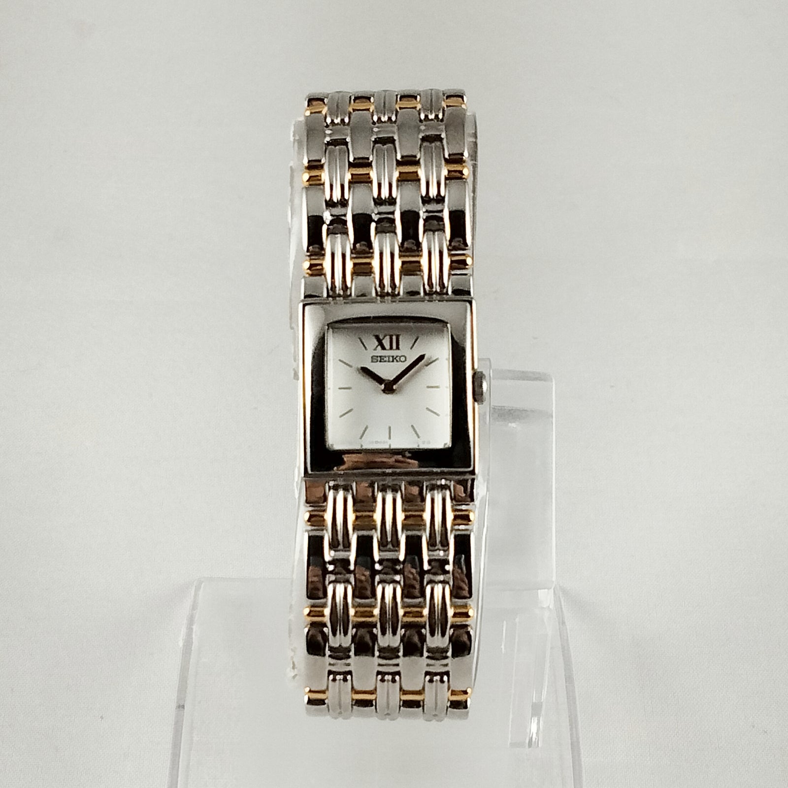 Seiko Women's Watch, Square Dial, Gold and Silver Tone, Bracelet Strap
