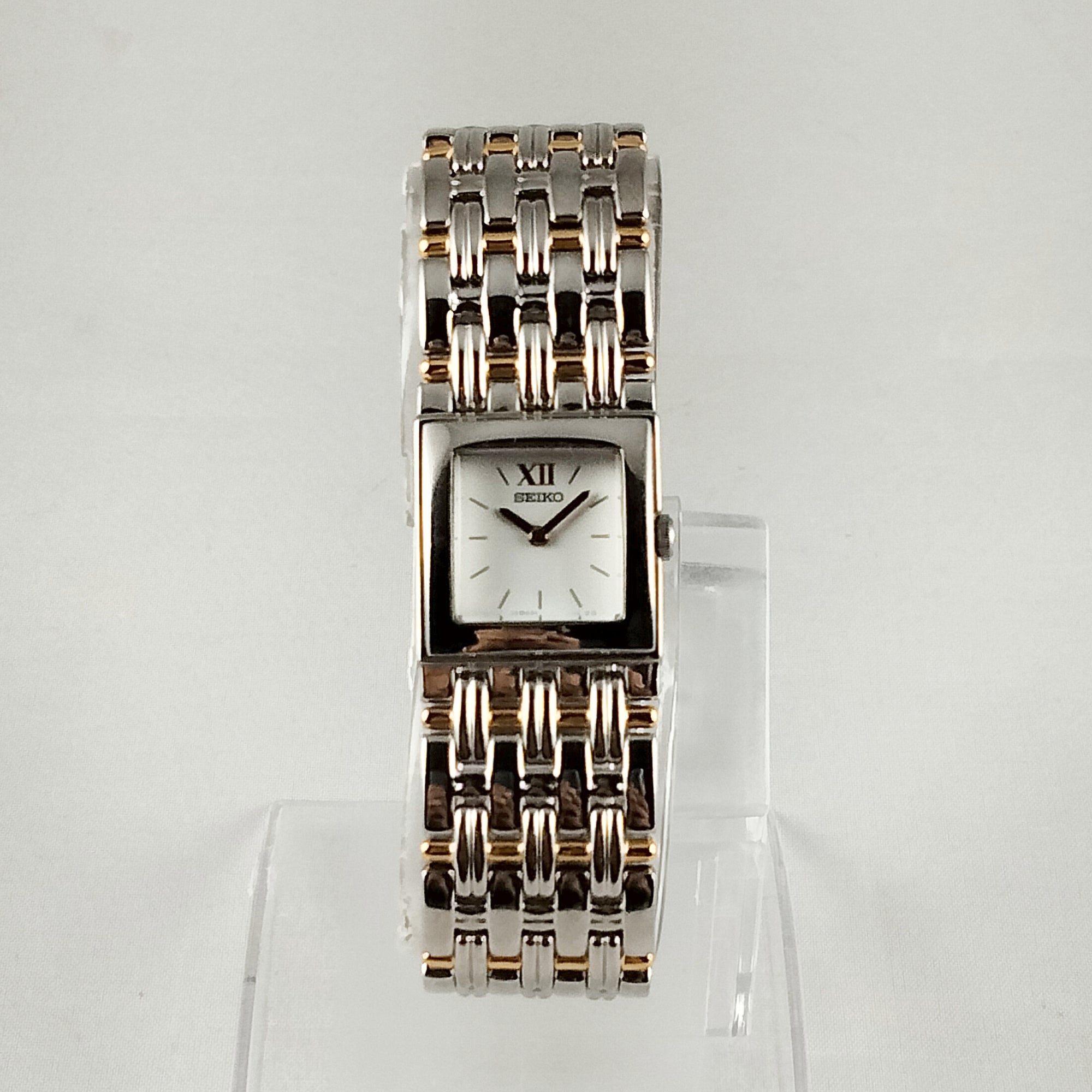 Seiko Women's Watch, Sqaure Dial, Gold and Silver Tone, Bracelet Strap