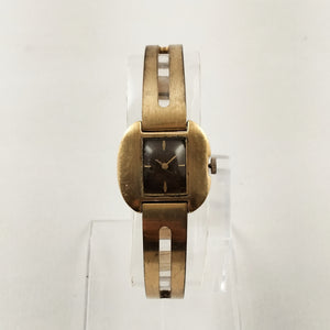 Seiko Women's Gold Tone Watch, Brown Rectangular Dial
