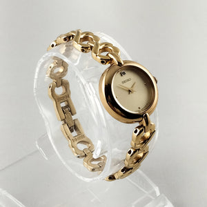 Seiko Women's All Gold Tone Watch, Open Link Bracelet Strap