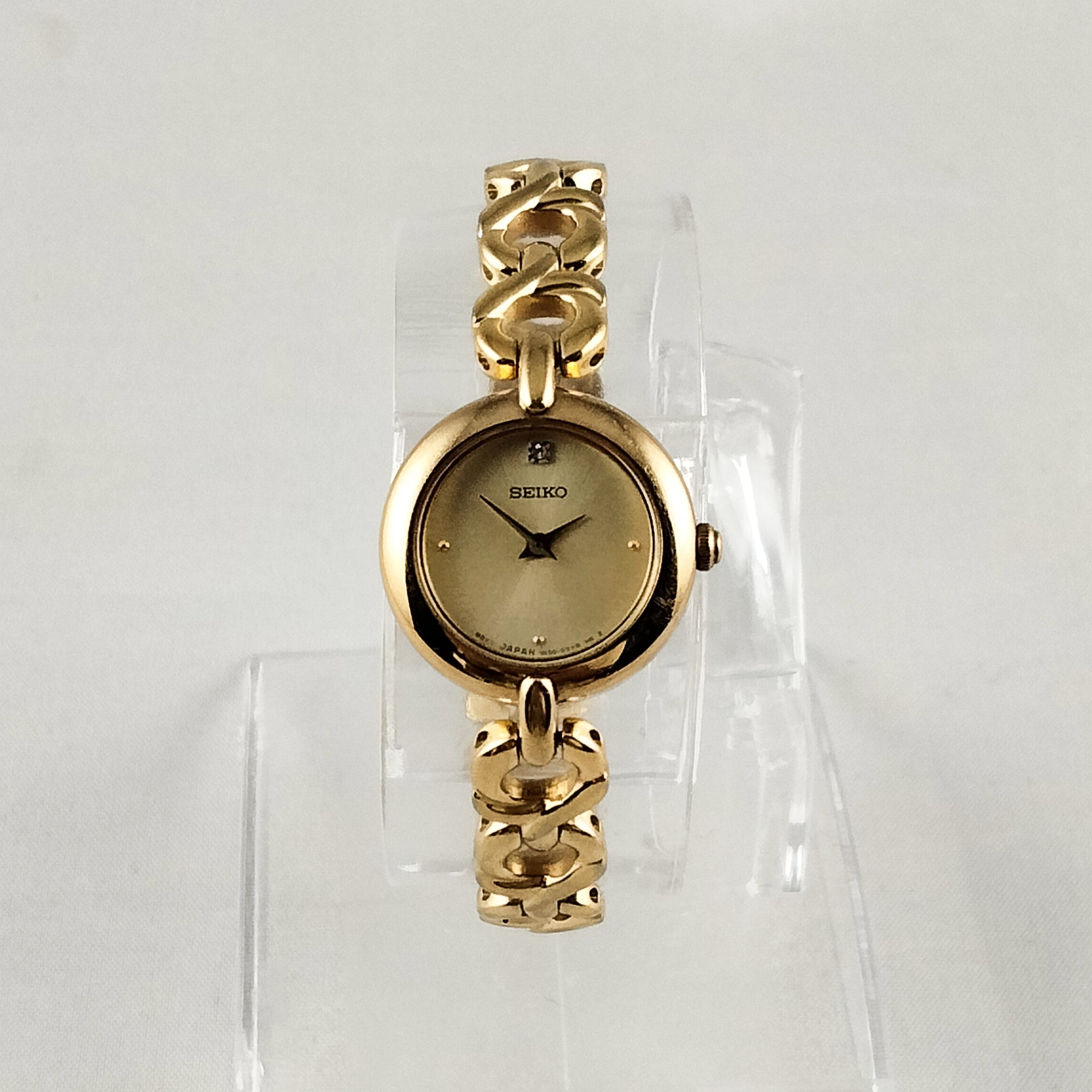 Seiko Women's All Gold Tone Watch, Open Link Bracelet Strap