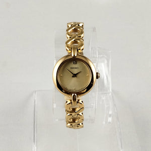 Seiko Women's All Gold Tone Watch, Open Link Bracelet Strap