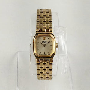 Seiko Women's All Gold Tone Watch, Octagonal Dial, Bracelet Strap