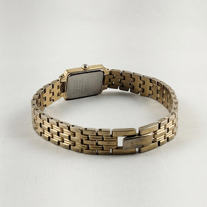 Seiko Women's All Gold Tone Watch, Rectangular Dial, Bracelet Strap