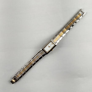 Seiko Women's Silver and Gold Tone Watch, White Rectangular Dial, Bracelet Strap