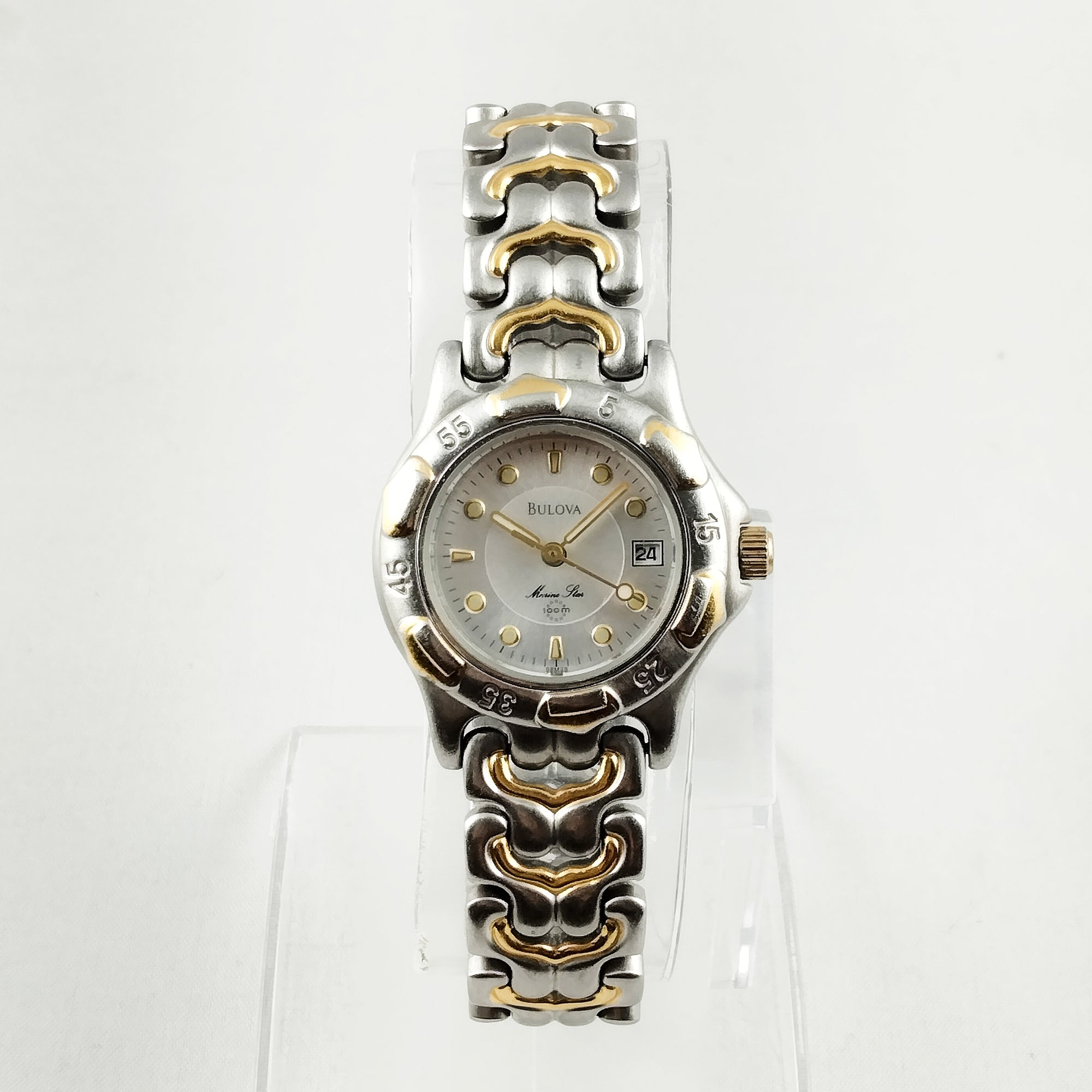 Bulova Men's Silver and Gold Tone Watch, Date Window, Bracelet Strap