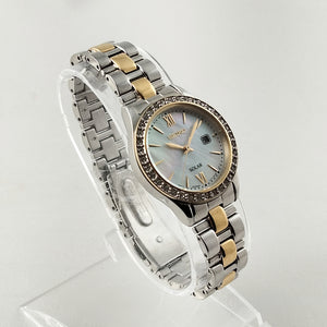 Seiko Unisex Silver and Gold Tone Watch, Mother of Pearl Dial, Bracelet Strap