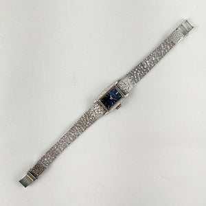 Seiko Women's Petite Silver Tone Watch, Navy Dial, Textured Mesh Strap