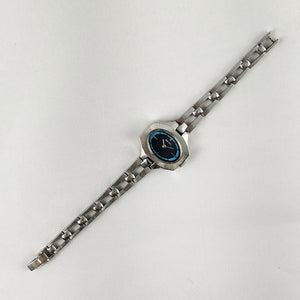 Seiko Women's Silver Tone Watch, Oval Navy Dial, Bracelet Strap