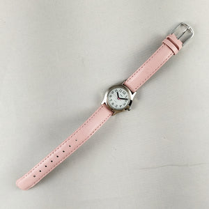 Timex Women's Watch, White Dial, Light Pink Leather Strap