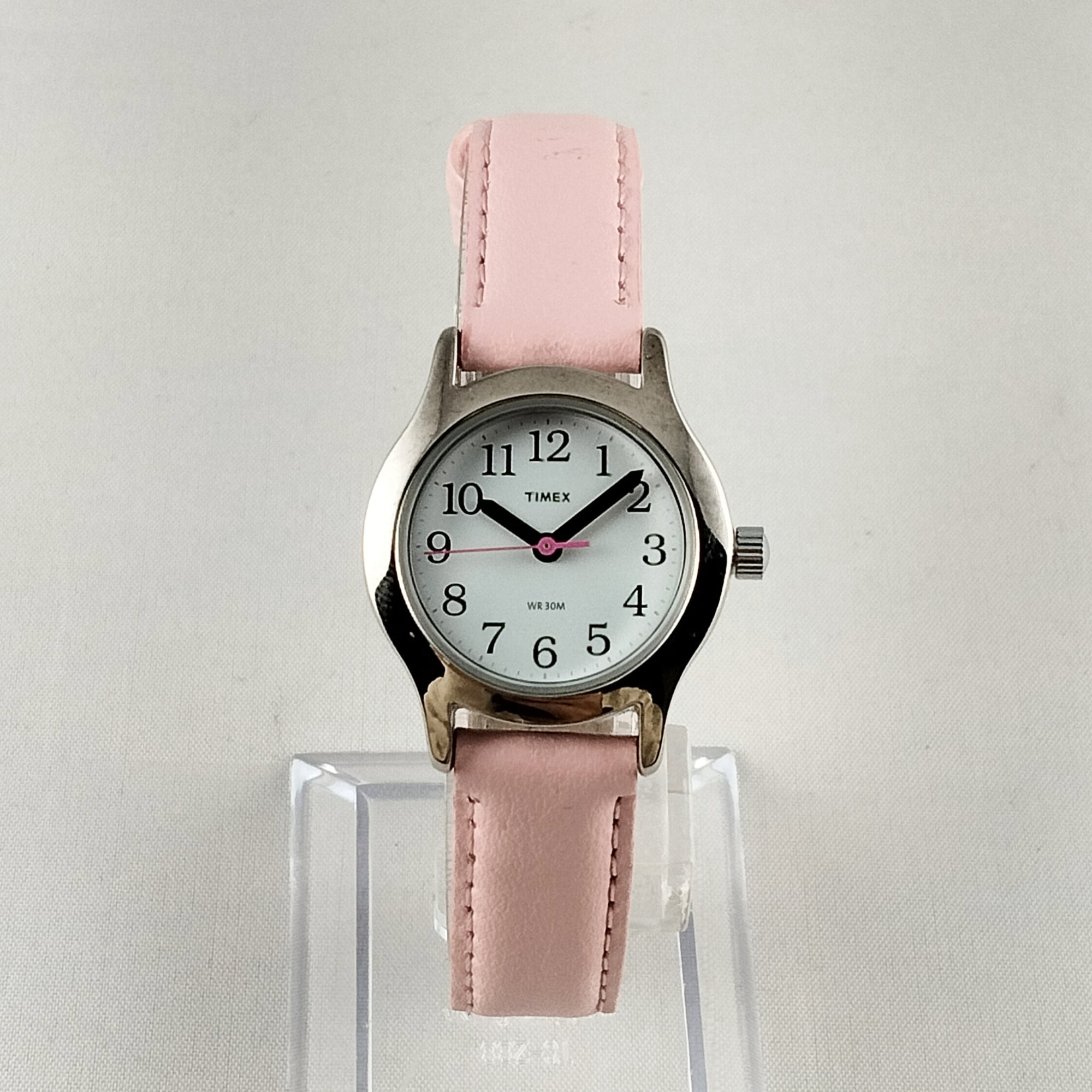 Timex Women's Watch, White Dial, Light Pink Leather Strap