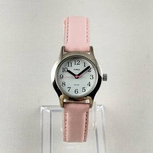 Timex Women's Watch, White Dial, Light Pink Leather Strap