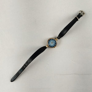 Timex Petite Women's Watch, Blue Gradient Dial, Thin Gray-Blue Leather Strap
