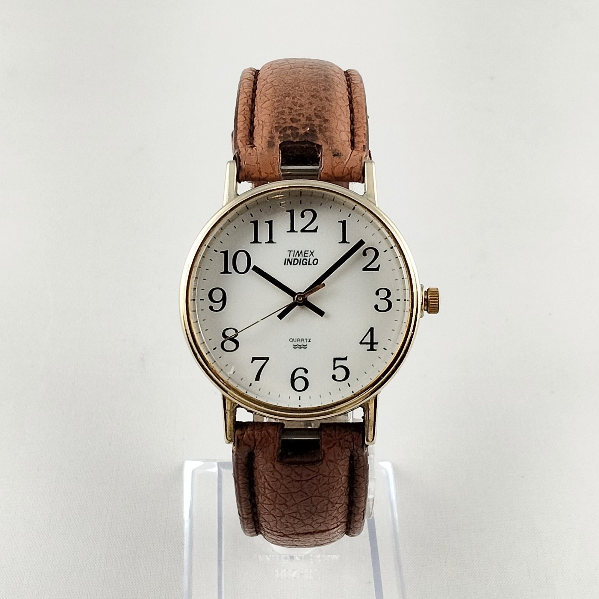 Timex Indiglo Oversized Watch, Brown Leather Strap