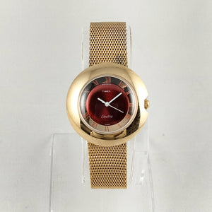 Timex Electric Women's Oversized Watch, Red Dial, Mesh Strap