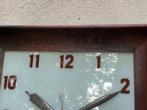 Large Square Wood Framed Light Up Good Year Clock, Circa 1930, Updated Quartz Movement