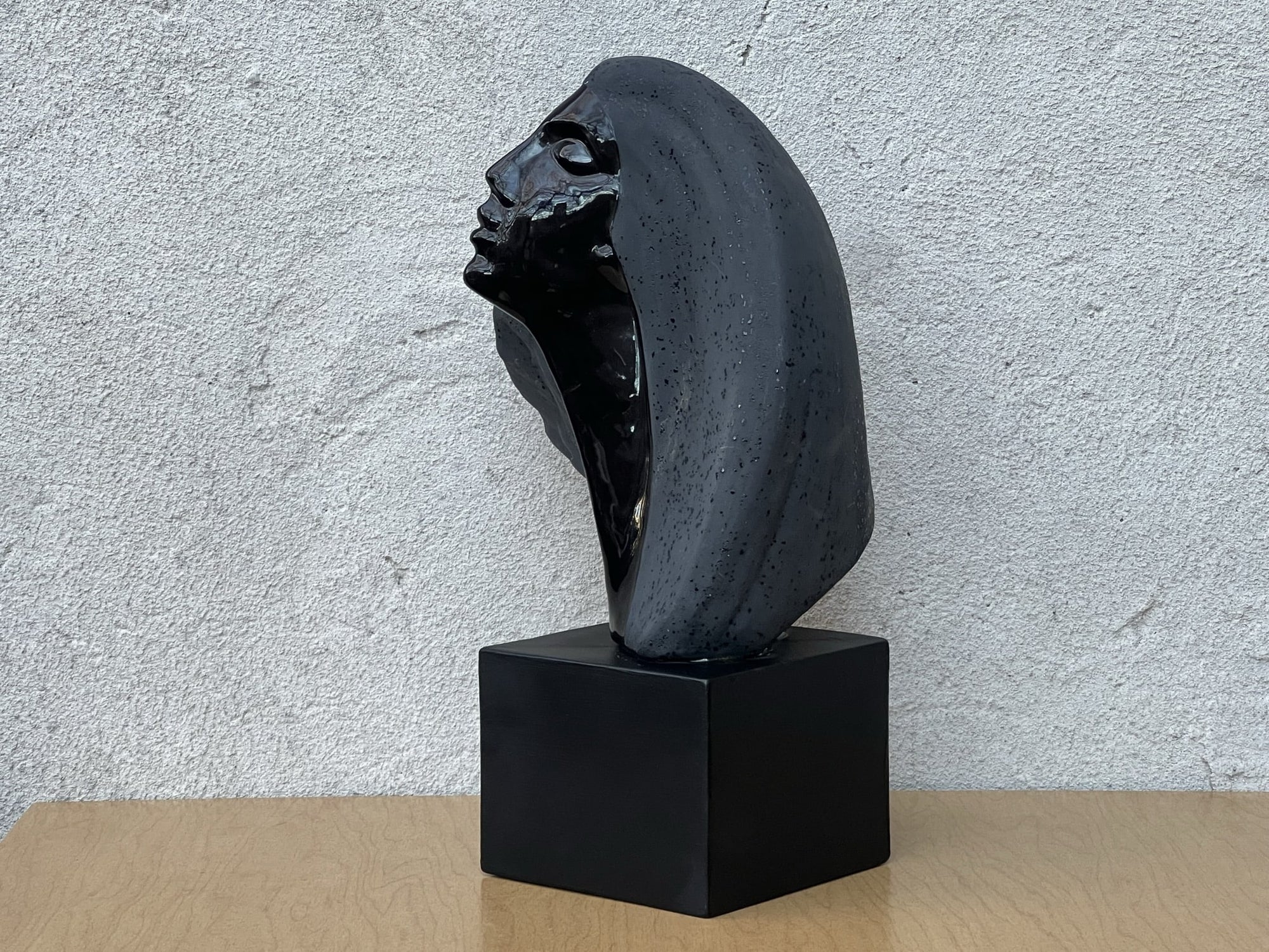 Neo Deco Black Ceramic Female Bust in the style of Stargazer by David Fisher