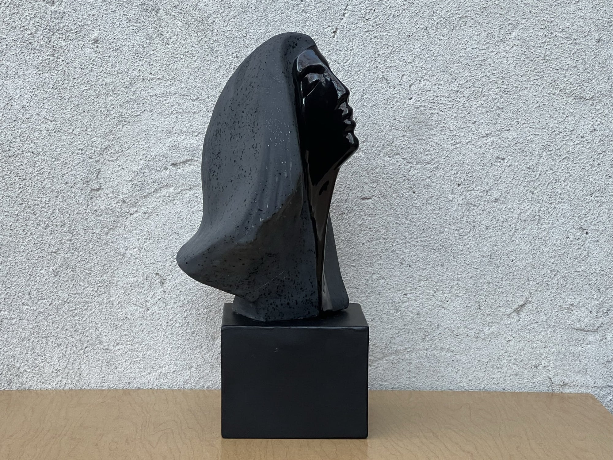 Neo Deco Black Ceramic Female Bust in the style of Stargazer by David Fisher