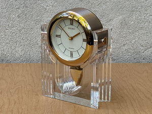 Seiko Neo Deco Lucite Brass Pendulum Table Clock, Memphis Design
