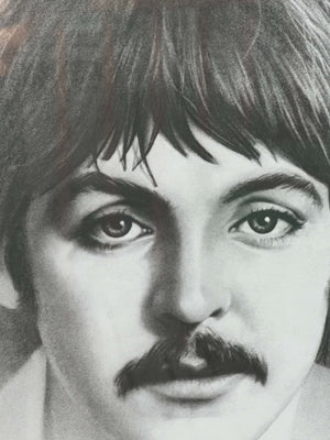 The Beatles by Gary Saderup, Framed Print of Charcoal Drawing, 1988
