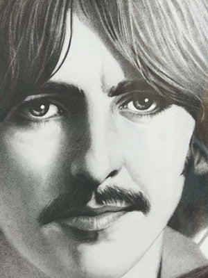 The Beatles by Gary Saderup, Framed Print of Charcoal Drawing, 1988