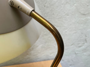 Classic Atomic Lightolier Desk Lamp with Diffuser in Taupe, Adjustable, All Original