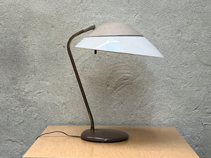 Classic Atomic Lightolier Desk Lamp with Diffuser in Taupe, Adjustable, All Original