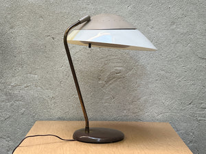 Classic Atomic Lightolier Desk Lamp with Diffuser in Taupe, Adjustable, All Original