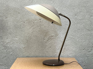 Classic Atomic Lightolier Desk Lamp with Diffuser in Taupe, Adjustable, All Original