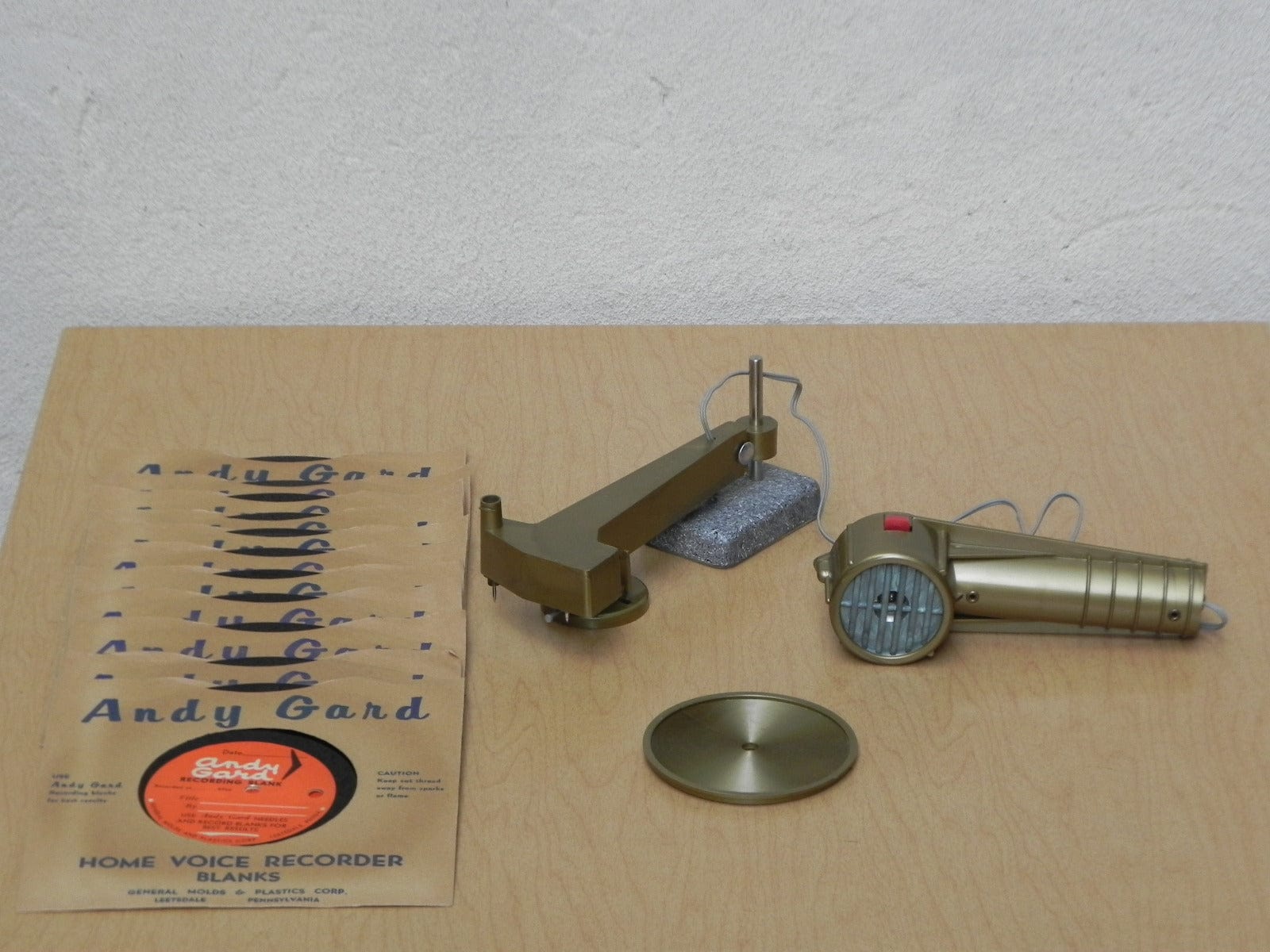 I Like Mike's Mid Century Modern Accessories Andy Gard Home Voice Recorder in Box with Blanks, New in Box, From 1958