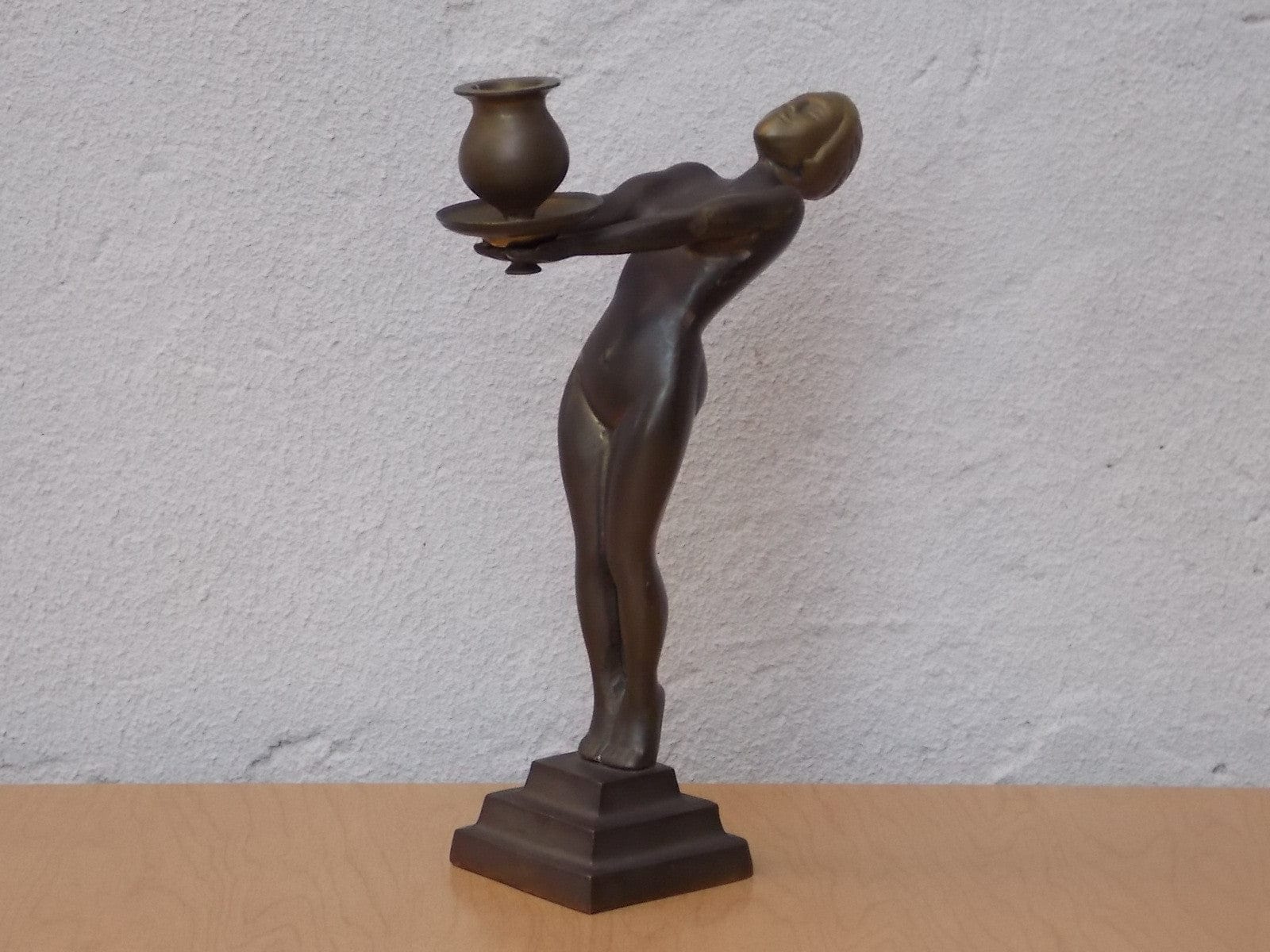 I Like Mike's Mid-Century Modern Accessories Art Deco Brass Nude Woman Candle Holder