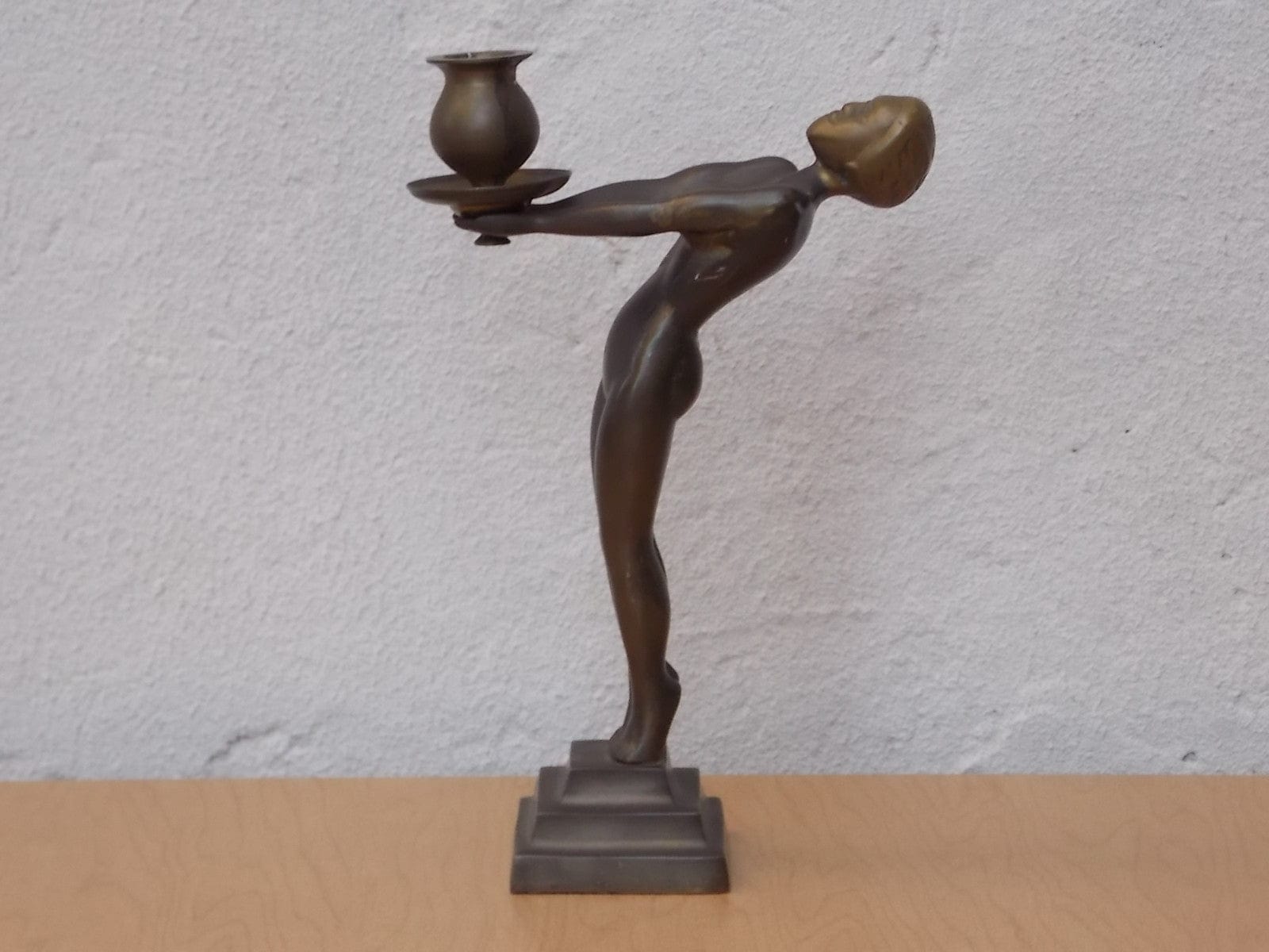 I Like Mike's Mid-Century Modern Accessories Art Deco Brass Nude Woman Candle Holder