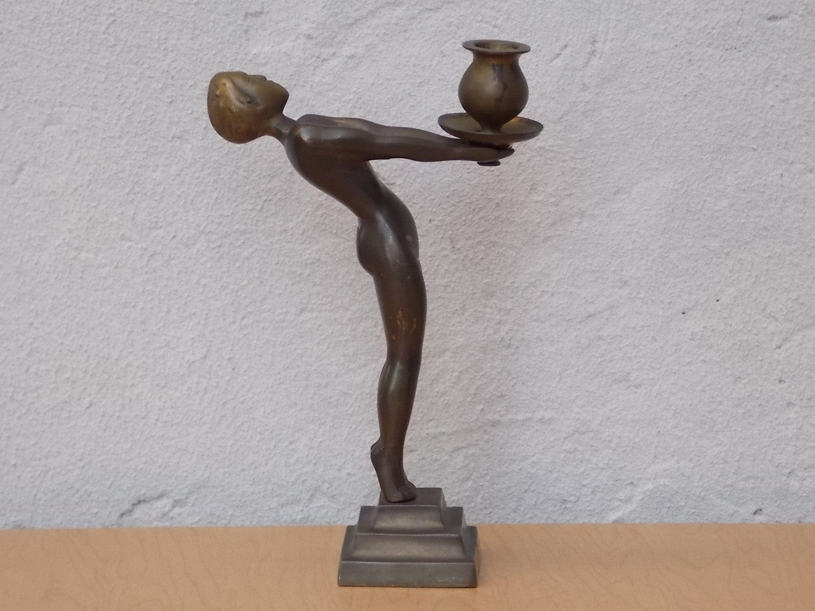 I Like Mike's Mid-Century Modern Accessories Art Deco Brass Nude Woman Candle Holder