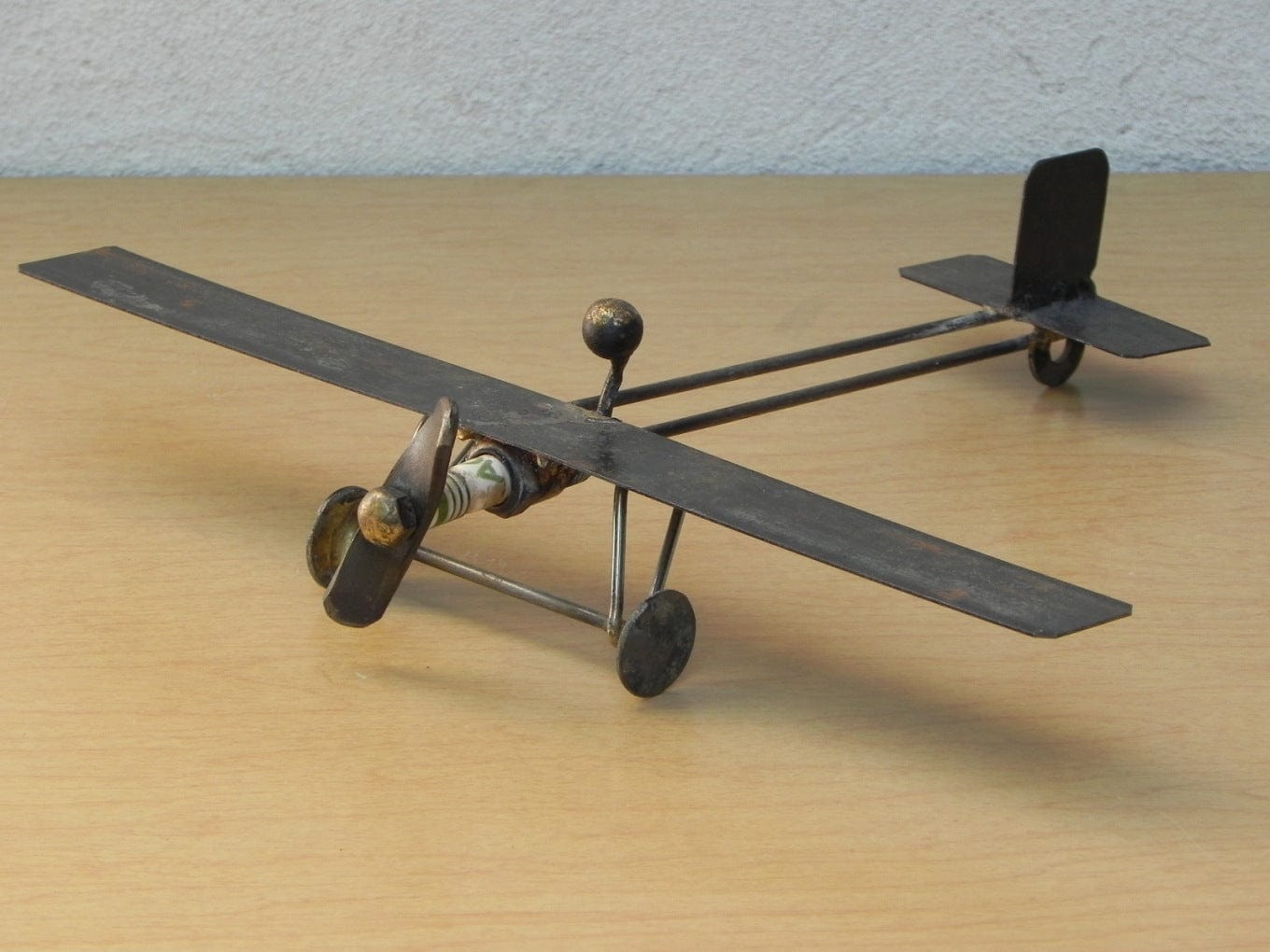 I Like Mike's Mid Century Modern Accessories Artisan Steampunk Old Fashioned Plane Desk Sculpture, Vintage