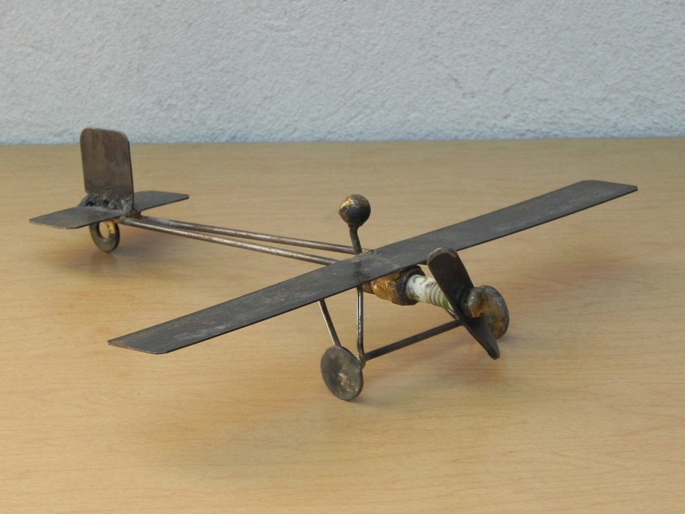 I Like Mike's Mid Century Modern Accessories Artisan Steampunk Old Fashioned Plane Desk Sculpture, Vintage