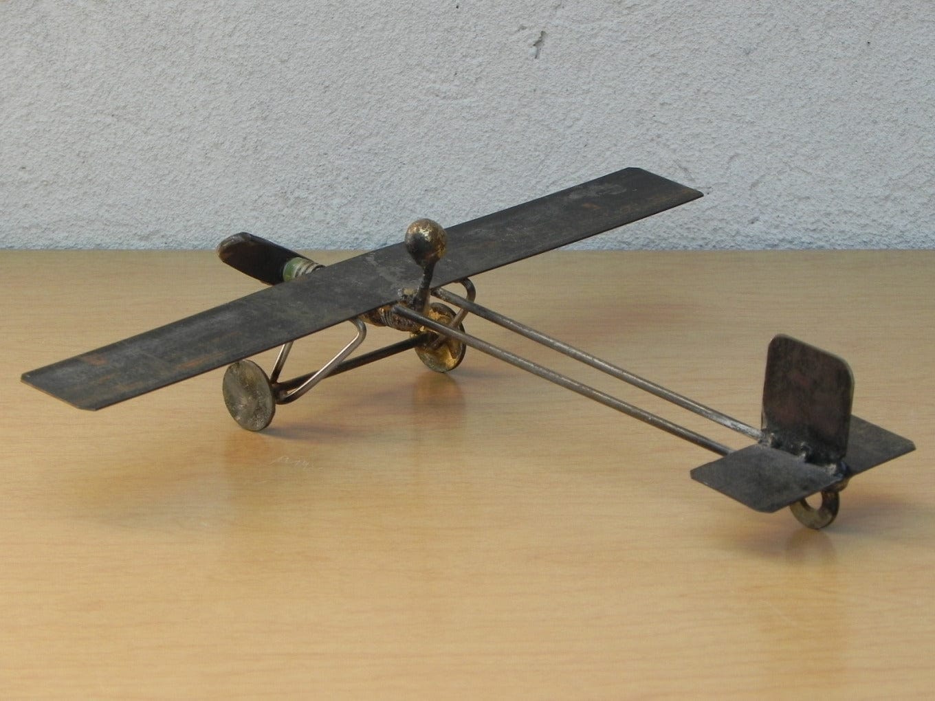 I Like Mike's Mid Century Modern Accessories Artisan Steampunk Old Fashioned Plane Desk Sculpture, Vintage